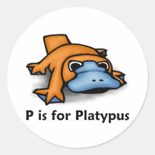 P ist für Platypus Runder Aufkleber