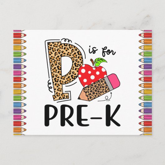 P ist für PRE K Back To School Lehrer Postkarte (Vorderseite)