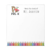P ist für Pre-K Back to School Teacher Notepad Notizblock (Vorderseite)