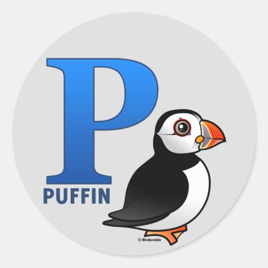 P ist für Puffin Runder Aufkleber (Vorderseite)