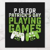 P ist für Spiele Gamer Gaming St Patrick's Weinetikett (Einzelnes Label)
