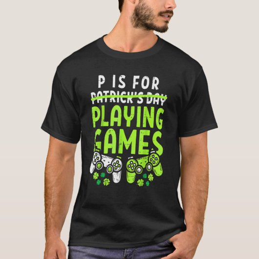 P ist für Videospiele Boys St Patricks Day T-Shirt (Vorderseite)