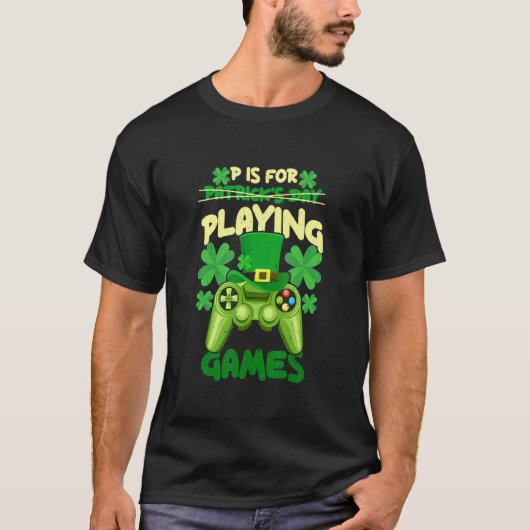 P ist für Videospiele Boys St Patricks Day T-Shirt (Vorderseite)