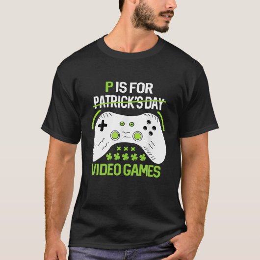 P ist für Videospiele St Patricks Day Boys T-Shirt (Vorderseite)