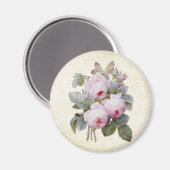 P.J. Redoute Bourbon Rose Bouquet Magnet (Vorderseite/Rückseite)