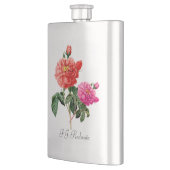 P.J. Redoute Rosa und rote Rose Blume Flachmann (Links)