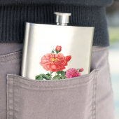 P.J. Redoute Rosa und rote Rose Blume Flachmann (Beispiel)