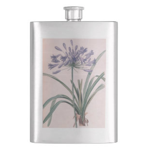 P.J. Redoute violette Lilienblumen. Vintage Flachmann