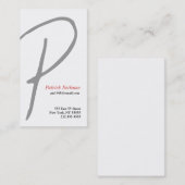 P Letter Alphabet Business Card Grau Visitenkarte (Vorne/Hinten)