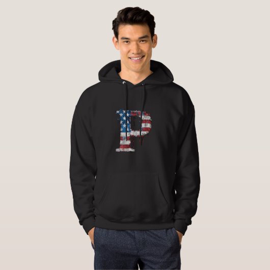 P Letter Initial Monogram Alphabet Patriotic Ameri Hoodie (Vorne ganz)