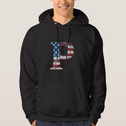 P Letter Initial Monogram Alphabet Patriotic Ameri Hoodie (Vorderseite)