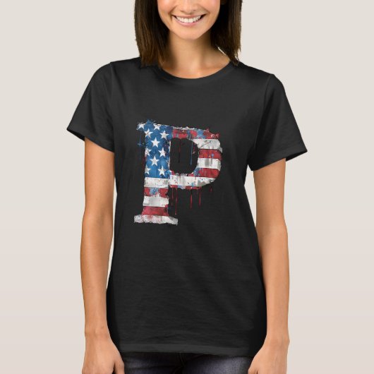 P Letter Initial Monogram Alphabet Patriotic Ameri T-Shirt (Vorderseite)