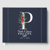 P Letter Initial Monogram Floral Name Wedding Gästebuch (Vorderseite)