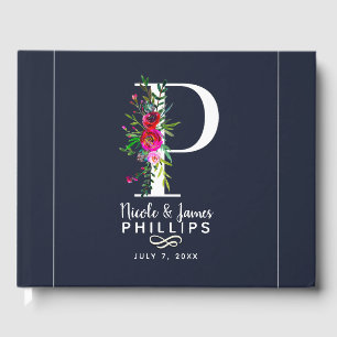 P Letter Initial Monogram Floral Name Wedding Gästebuch
