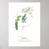 P Letter Monogram Gold Greenerage Foliage Chic Poster (Vorne)