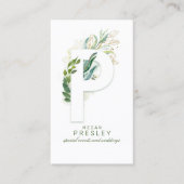 P Letter Monogram Gold Greenerity Blätter Elegant Visitenkarte (Vorderseite)