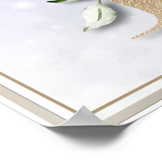 P Monogram Burgundy Floral Poster (Ecke)