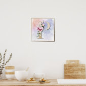 P Monogram Burgundy Floral Poster (Küche)