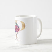 P Monogram Floral Burgund Red and Navy Blue Kaffeetasse (VorderseiteRechts)