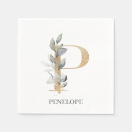 P Monogram Floral Personalisiert Napkins Serviette