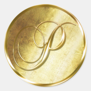 P Monogram Imitate Gold Umschlag Aufkleber Sticker