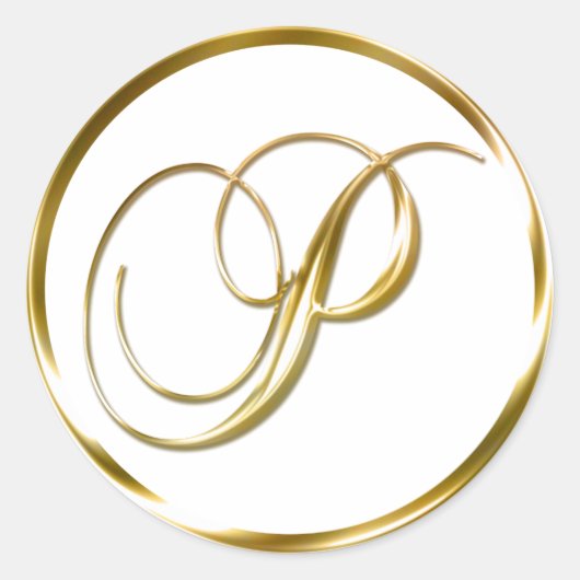 P Monogram Imitate Gold Umschlag oder Günstige Sie Runder Aufkleber (Vorderseite)