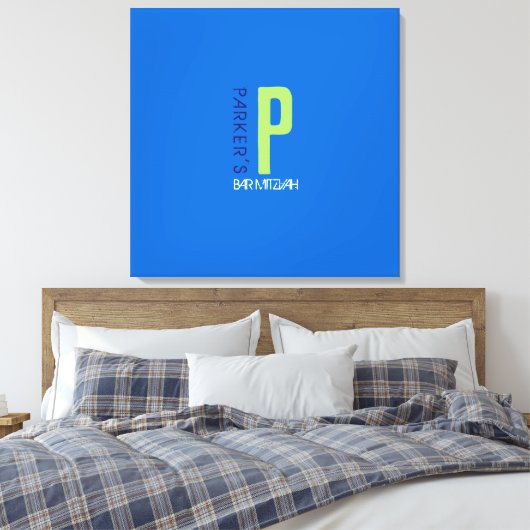 P Monogram, Initial Bar Bat Mitzvah Sign-In Board Leinwanddruck (Insitu (Schlafzimmer))