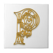 P Monogram "Irish Gold" Keramik Tile Fliese (Vorderseite)