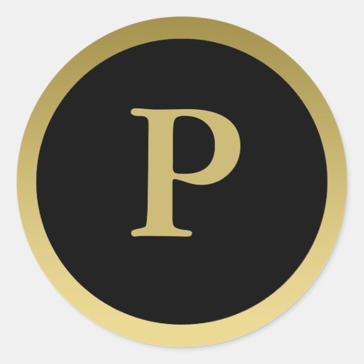 P: Monogram P Elegant Gold und Black Stickers (Vorderseite)