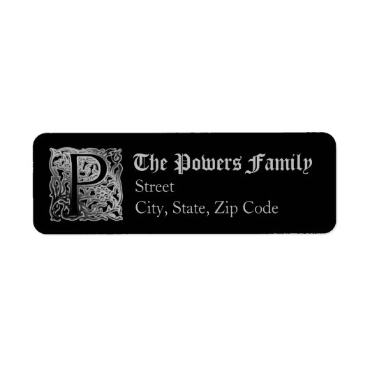 P Monogram "Silver Besque" Design Address Labels (Vorne)