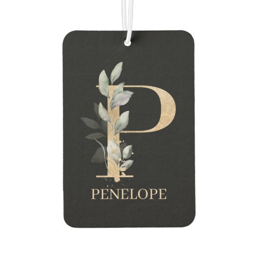 P Monogramm Floral Personalisiert Autolufterfrischer (Rückseite)
