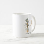 P Monogramm Floral Personalisiert Kaffeetasse (VorderseiteRechts)