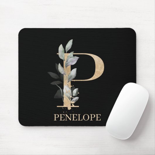 P Monogramm Floral Personalisiert Mousepad (Mit Mouse)