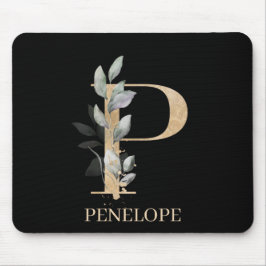 P Monogramm Floral Personalisiert Mousepad