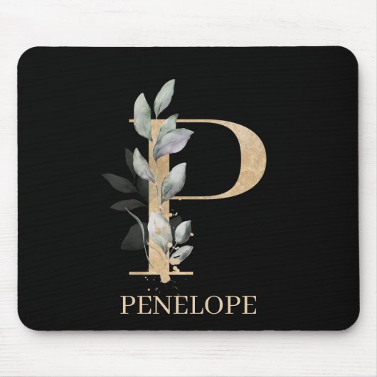 P Monogramm Floral Personalisiert Mousepad (Vorne)