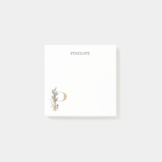 P Monogramm Floral Personalisiert Postit Hinweise Post-it Klebezettel (Vorderseite)