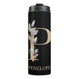 P Monogramm Floral Personalisiert Thermosbecher