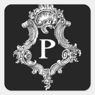 P Monogramm Initiale Quadratischer Aufkleber