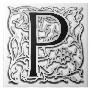 P Monogramm Keramik "Silver Besque" Fliese
