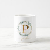 P Monogramm, kundenspezifischer Blattkranz Kaffeetasse (Mittel)