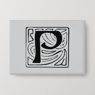 P Monogramm schwarz Button