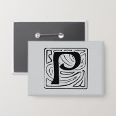 P Monogramm schwarz Button (Vorderseite/Rückseite)