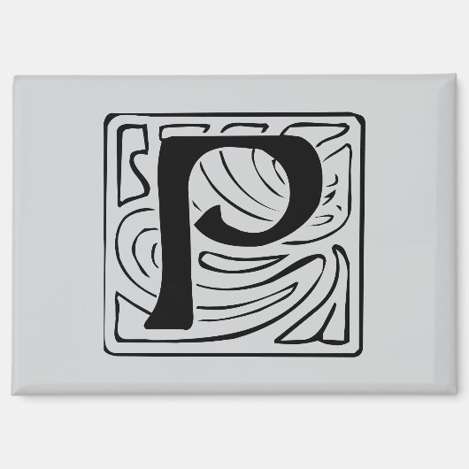 P Monogramm schwarz Magnet (Vorderseite)