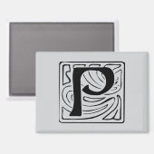 P Monogramm schwarz Magnet (Vorderseite/Rückseite)