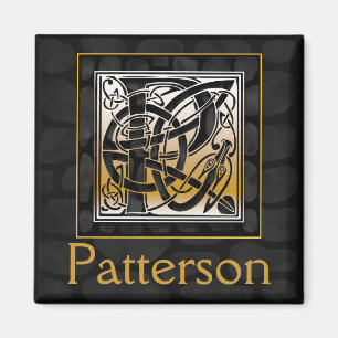 P-Namensmonogramm "keltischer schwarzer Stein" Magnet