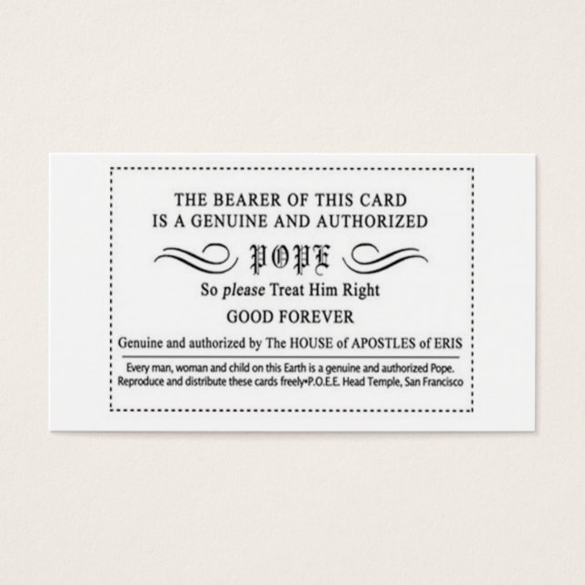 P.O.E.E. Pope Card (Vorderseite)