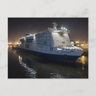 P&O Pride of Hull Fähre bei Nacht Postkarte