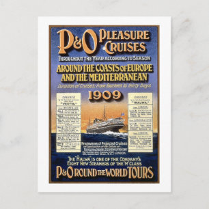 P&O Vergnügungskreuzfahrten - Vintage-Reiseposter Postkarte