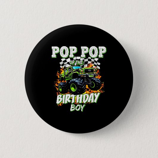 P P Of The Birthday Boy Monster Truck Birthday Kid Button (Vorderseite)