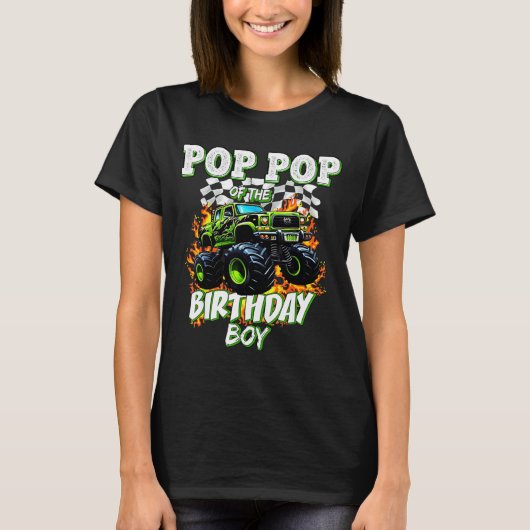 P P Of The Birthday Boy Monster Truck Birthday Kid T-Shirt (Vorderseite)
